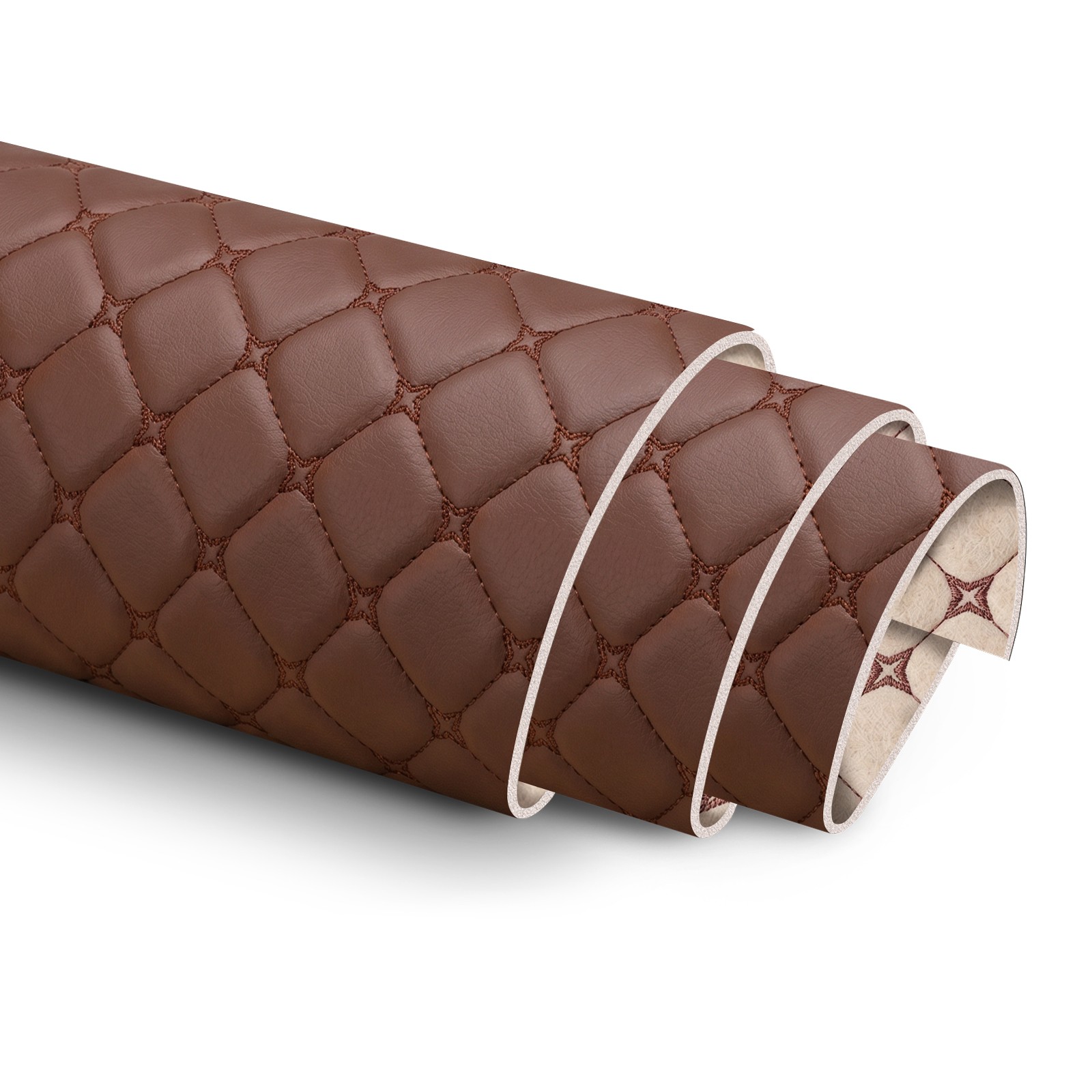 Diamond Quilted PU Leather 6mm Foam Backed Auto Headliner Upholstery Fabric