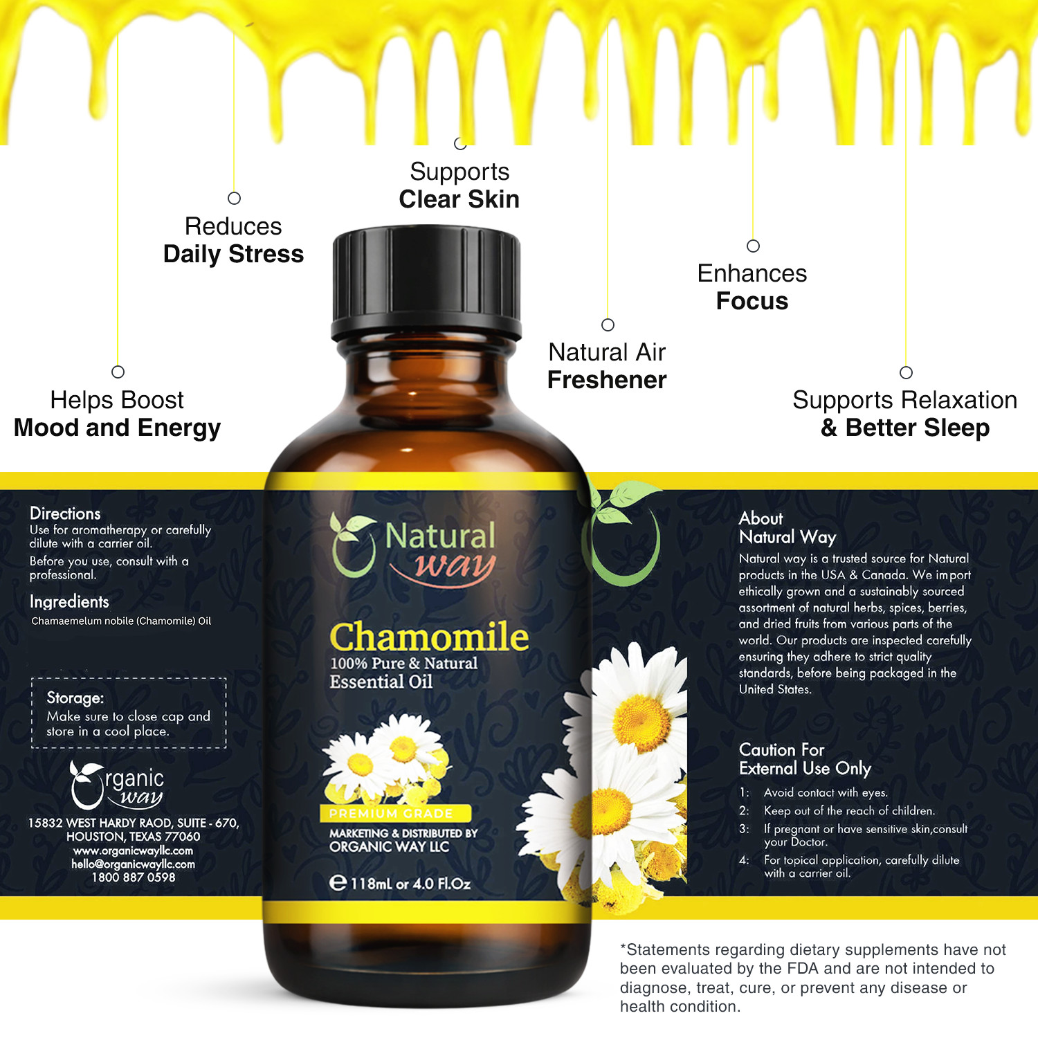 Natural Way Chamomile Essential oil 4 Fl Oz (120 ml)
