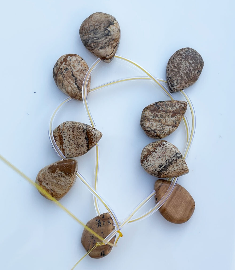 Tear Drop or Pear Shaped Jasper Beads – 15mm x 20mm – 9 Beads