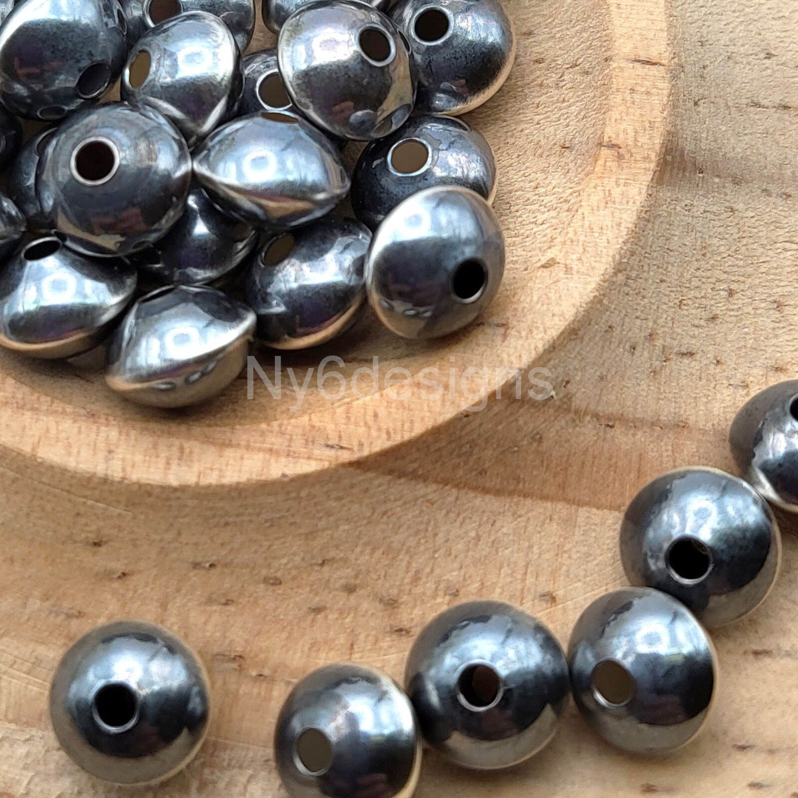 High Quality Navajo Saucer Pearl .925 Sterling Silver Beads 3.3-8.9mm forJewelry