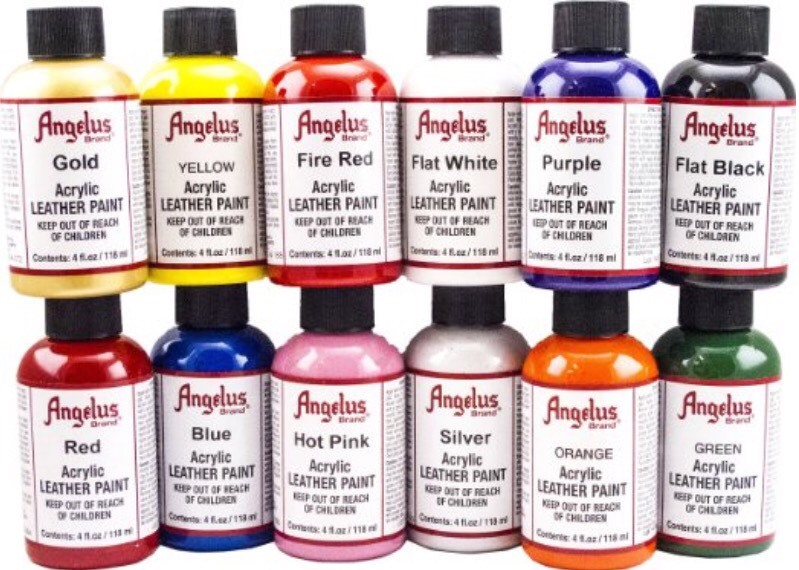 Angelus Brand Acrylic Leather & Vinyl 12 Pack Starter Set – 4 Ounce Bottles