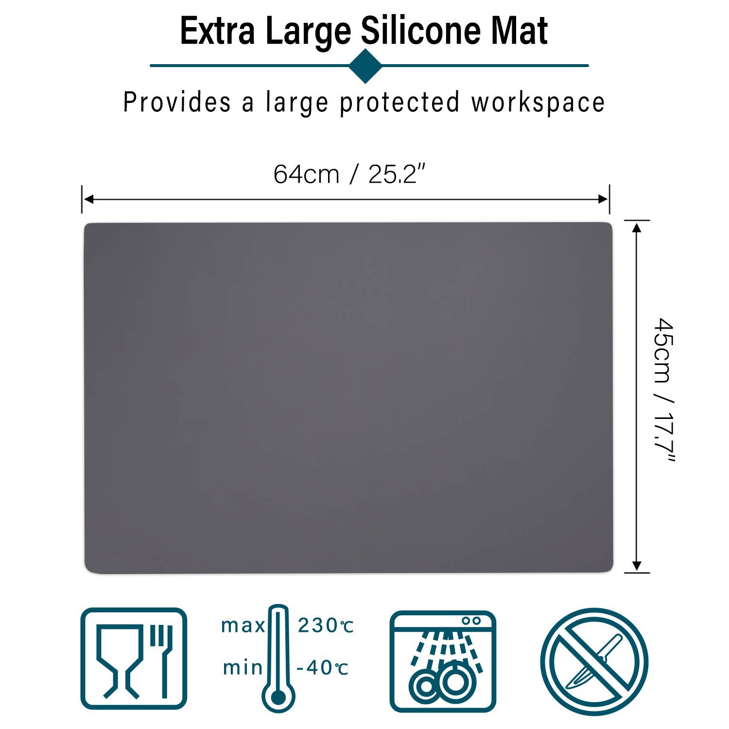 Extra Large Silicone Mat 25.2″x17.7″ Heat Resistant Craft Desk & Counter Prot