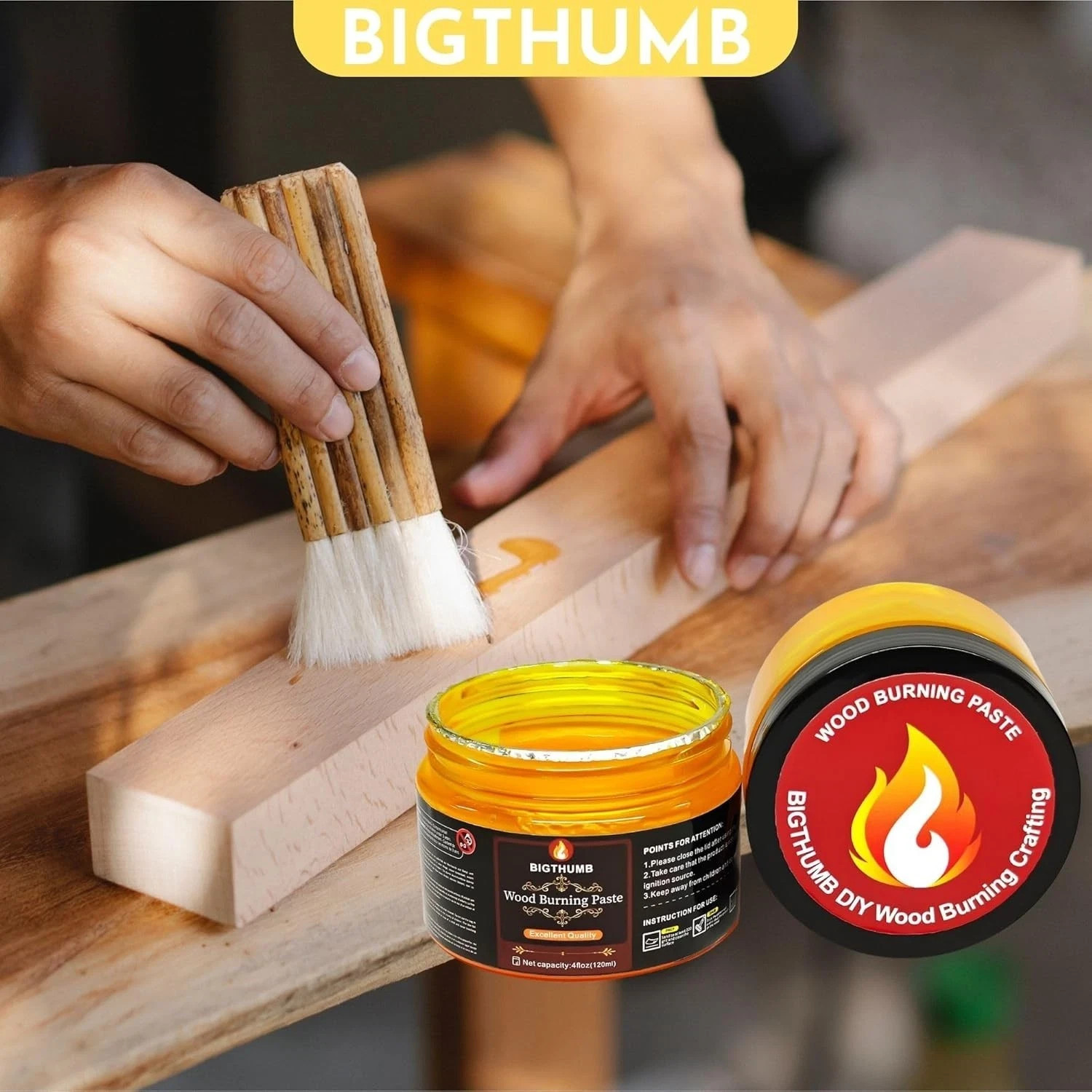 Wood Burning Gel Kit 4 OZ | Heat Activated Non-Toxic Paste for DIY Crafting
