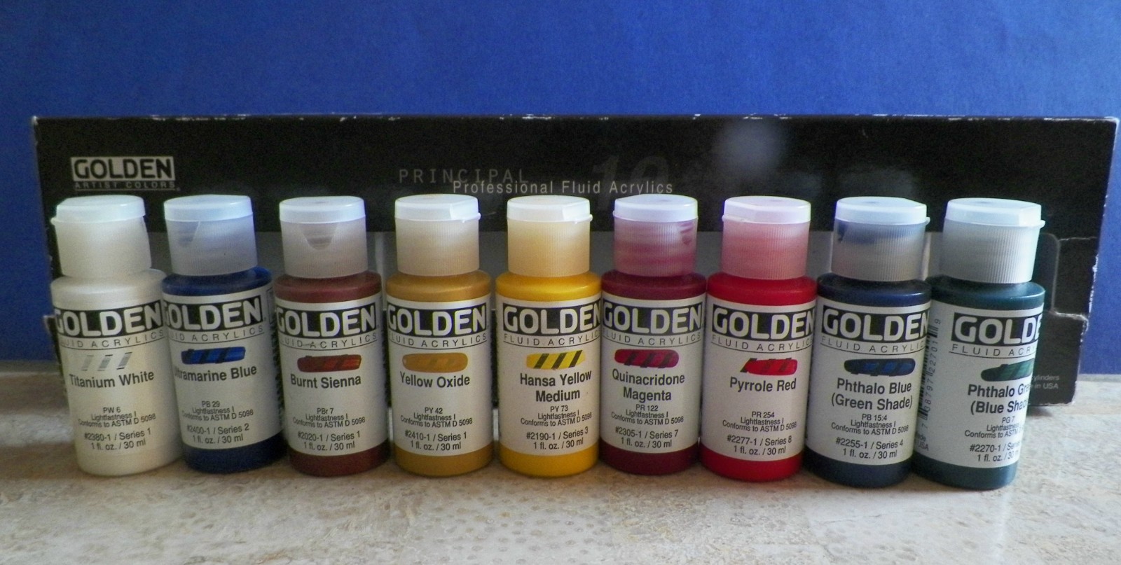 Golden Artist Fluid Mixing Acrylic Paint 1 oz Lot of 9 Bottles “Read”