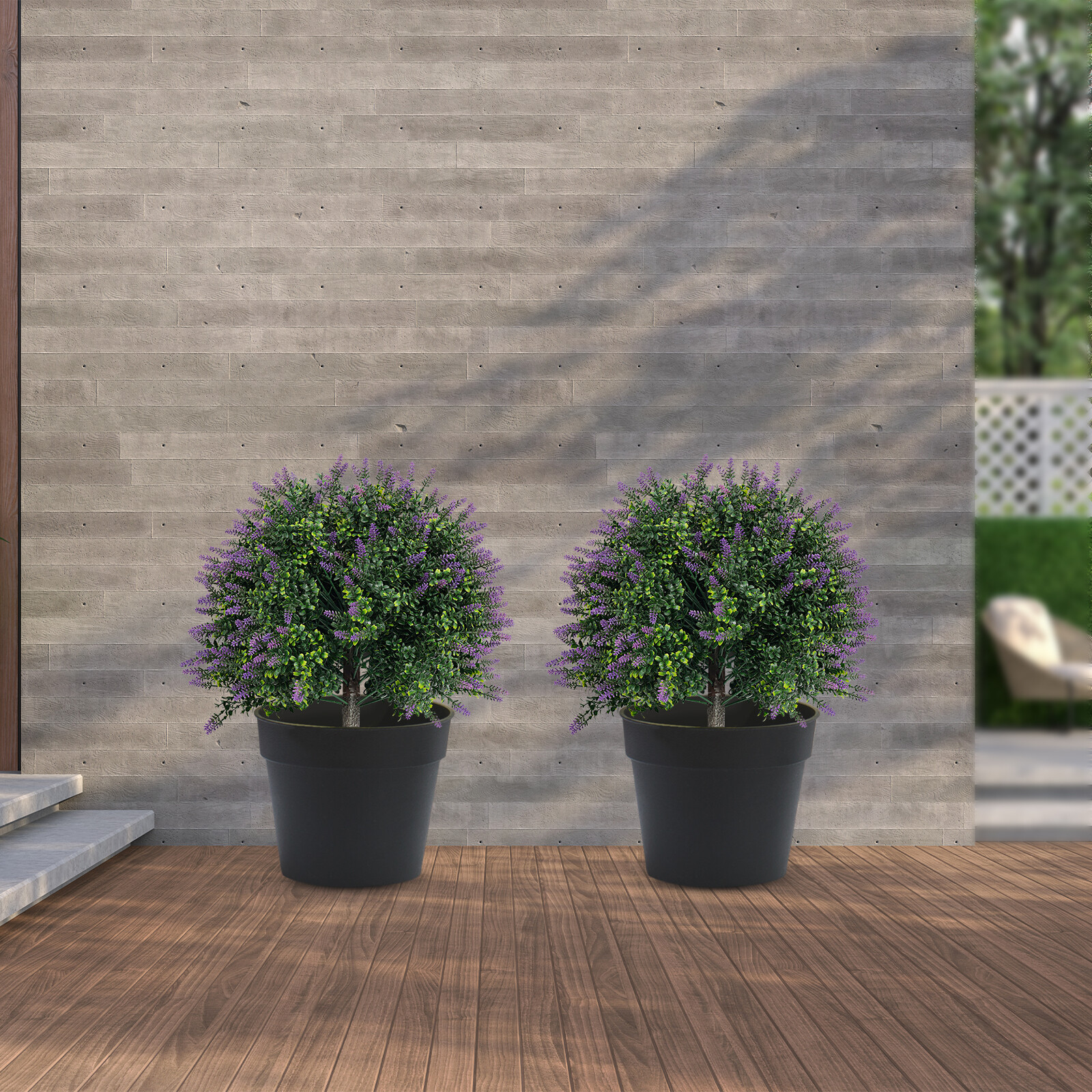 2 Pack Artificial Lavender Plants Outdoor Indoor Fake Flowers with Ground Spikes