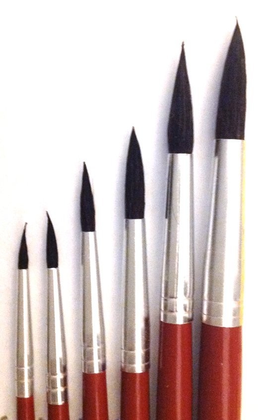 Pointed Round Sable Hair Paint Brush Set 6pcs – 5 Sets (ART208)