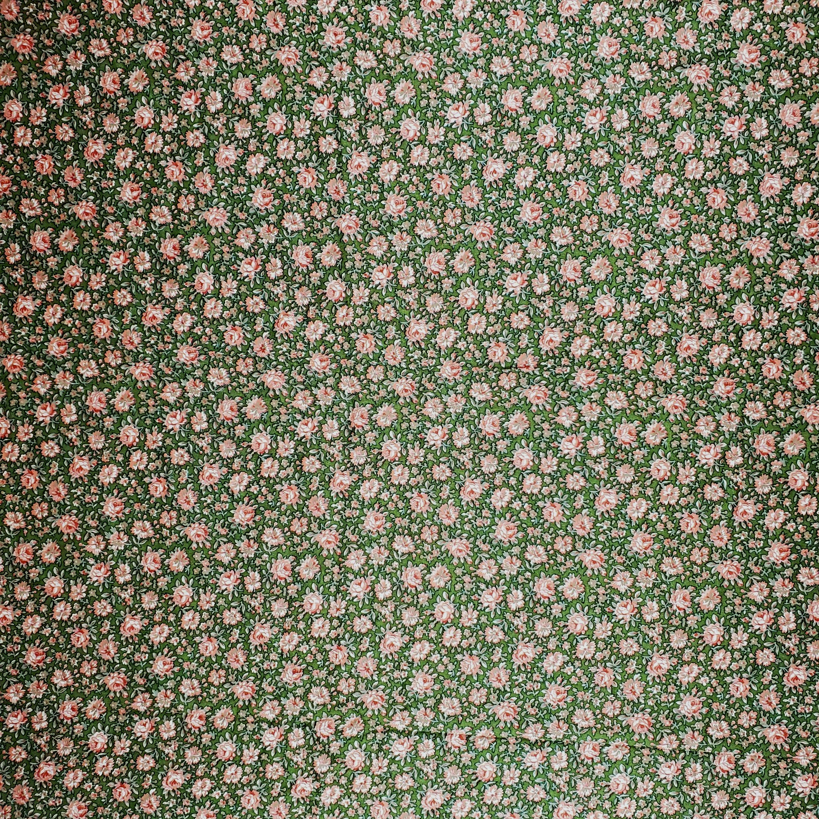 Cranston Rayon Blend Floral Fabric Green Pink Peach 69 x 42