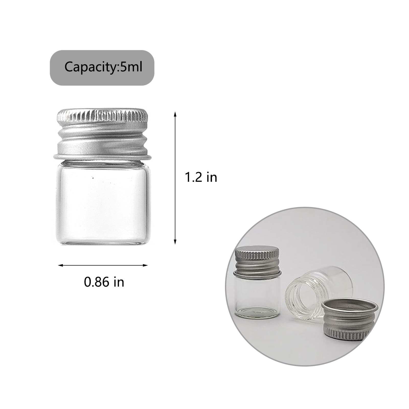 4Pcs 5ml Glass Jars with Lids Mini Glass Bottles Tiny Miniature Bottles Screw…