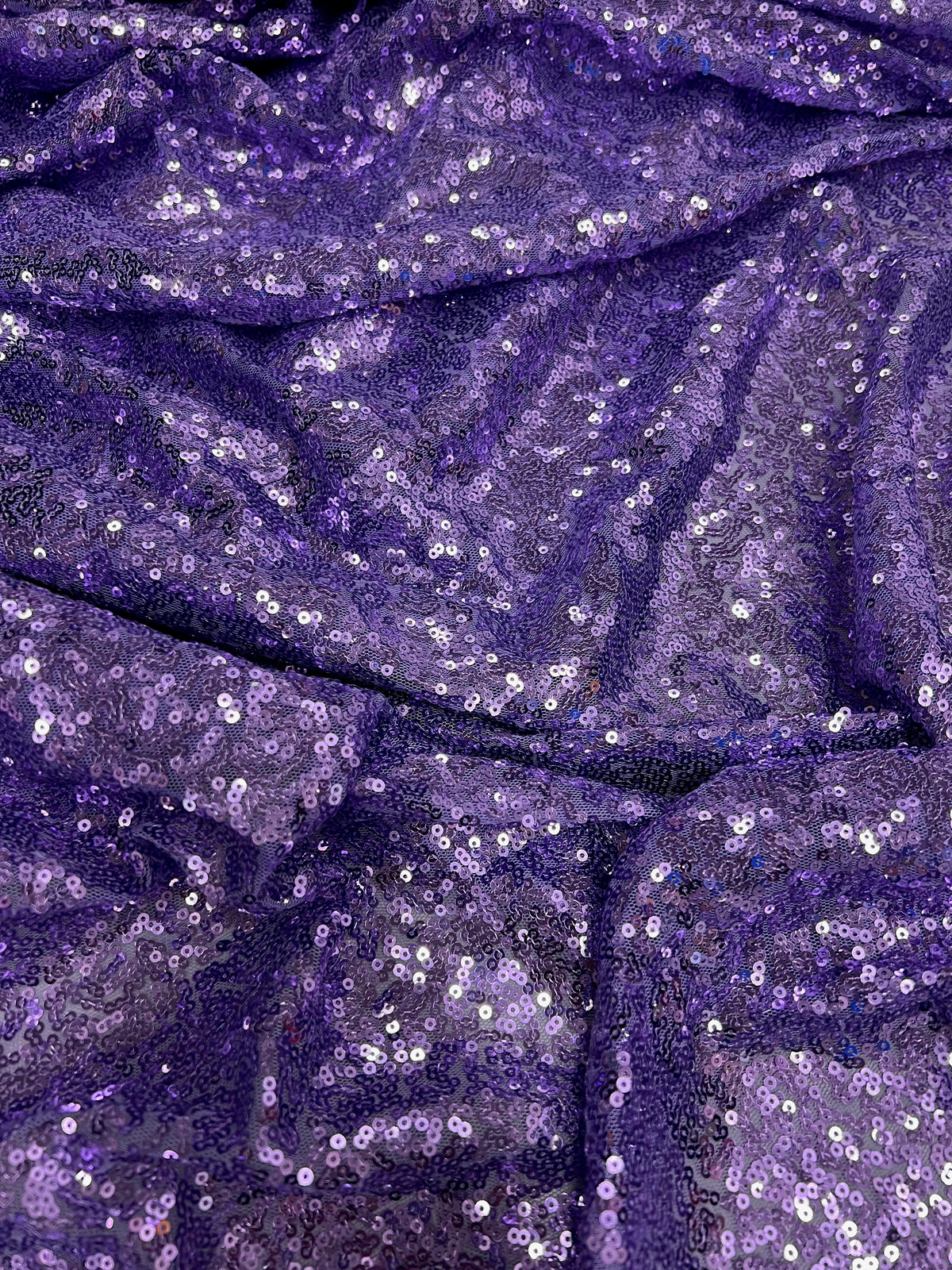 Leila LAVENDER Sequins on Mesh Fabric by the Yard – 10050