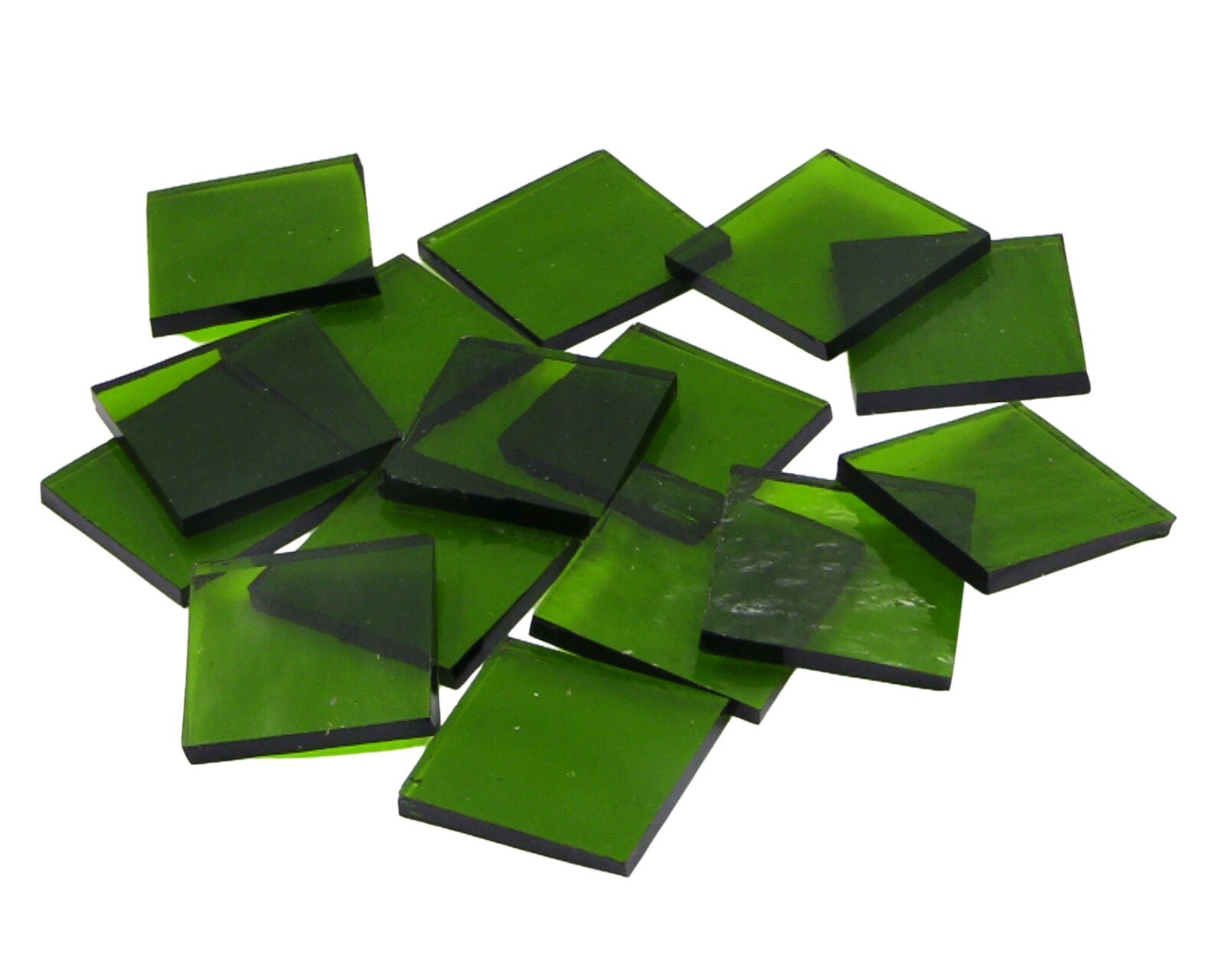 Moss Green Cathedral RR Squares | Fusible 96 | Cut Mosaic Glass Tile Shapes