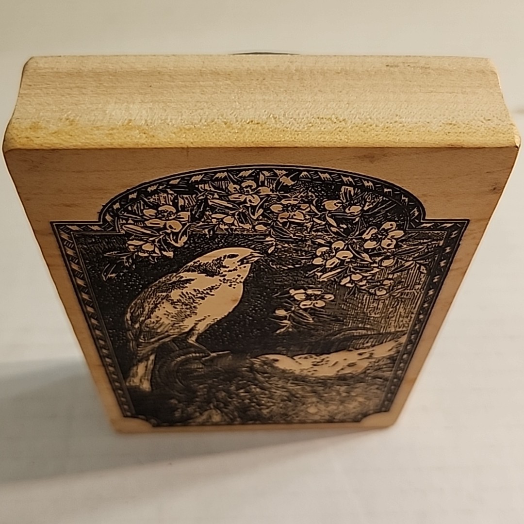 Magenta Birds and Flowers Large Rubber Stamp Cardmaking Scrapbook