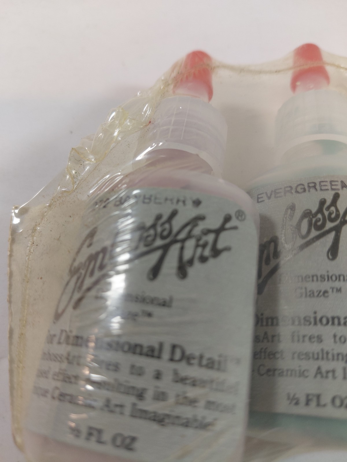 Vintage EmbossArt Dimensional Glaze Set of 6 Ceramic Art Detail Paints 1/2 FL OZ