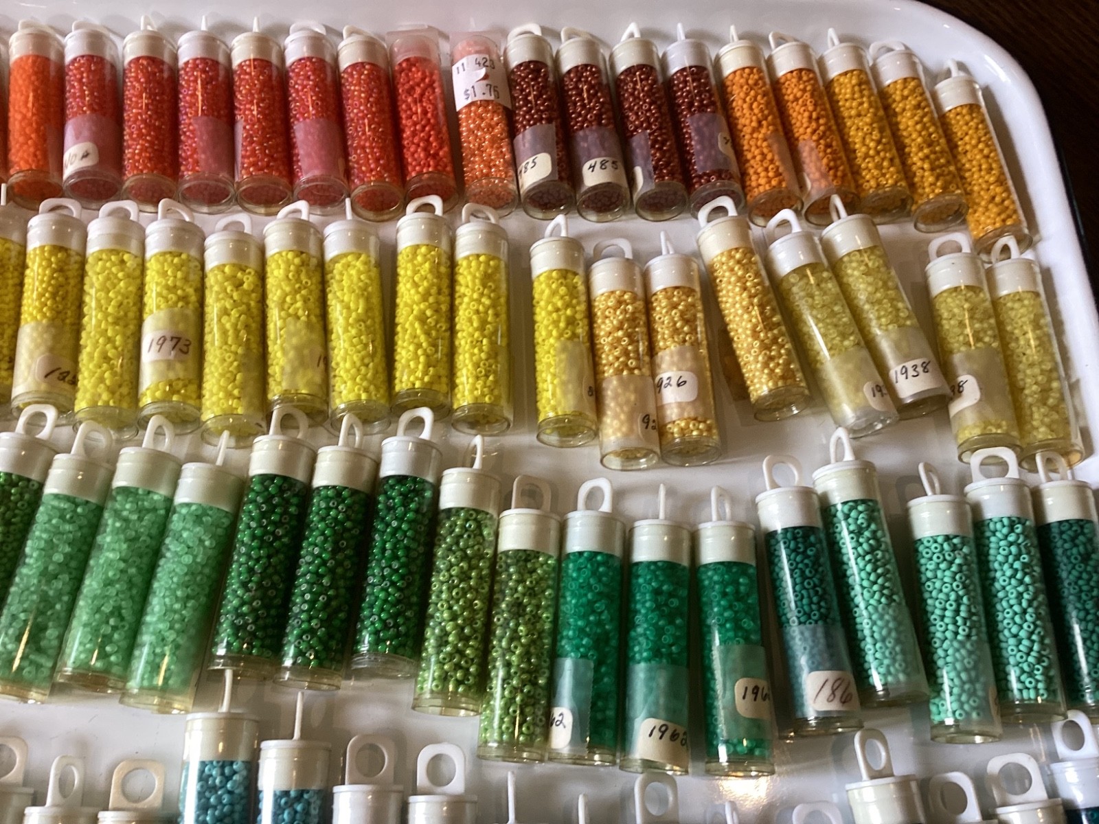 Bulk Vintage Craft Glass Seed Bead Lot 114 Tubes Multiple Colors New Old Stock