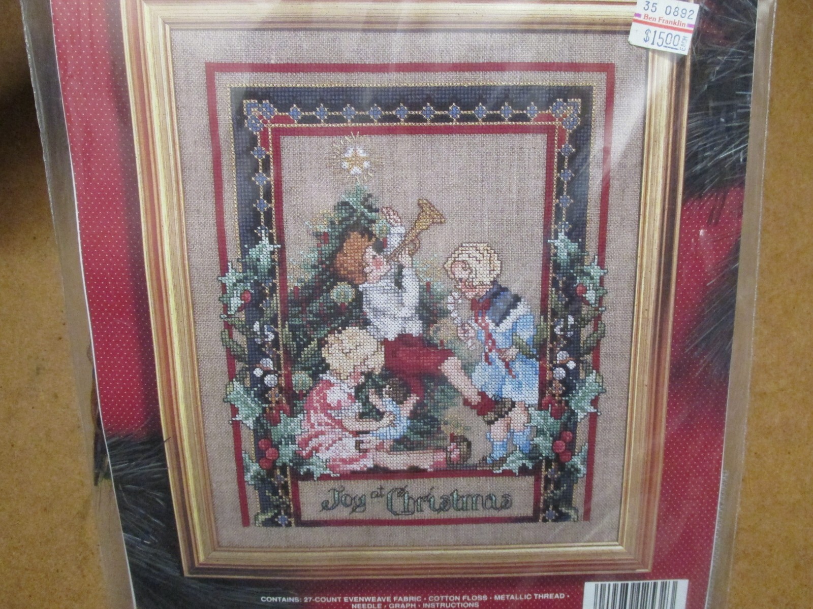 Janlynn Christmas Cross Stitch #125-32 Joy At Christmas 10” x 12” 1992
