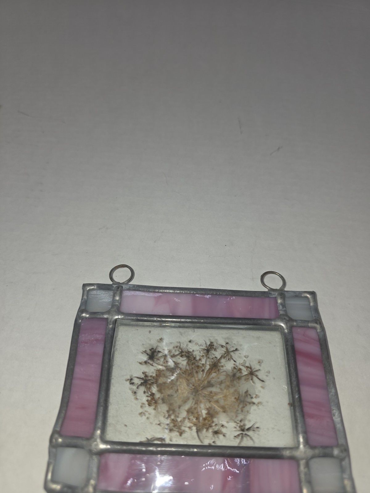 Vintage Pressed Dried Flowers In Leaded Glass And Double Frame. Sun Catcher