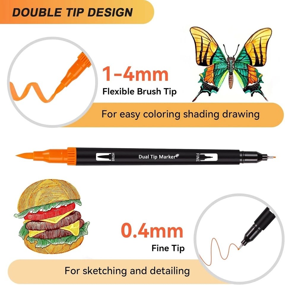 72 Colors Art Paint Markers, Dual Tip Acrylic Paint Pens with Brush Tip & Fi