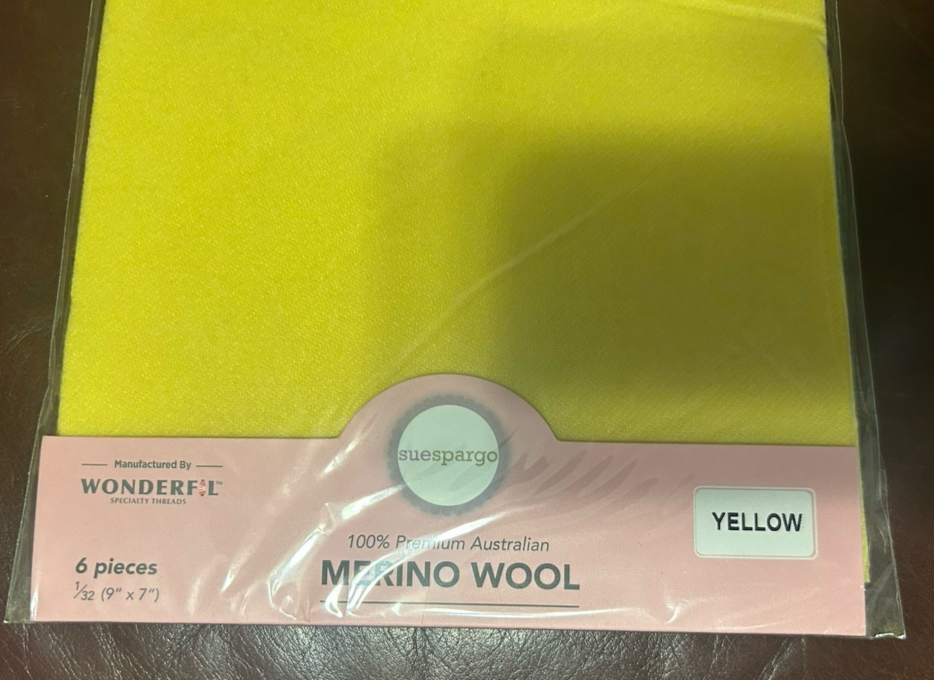 Sue Spargo Merino Wool Fabric Pack – YELLOW – 1/32 – 9″x 7″ – 6 pieces