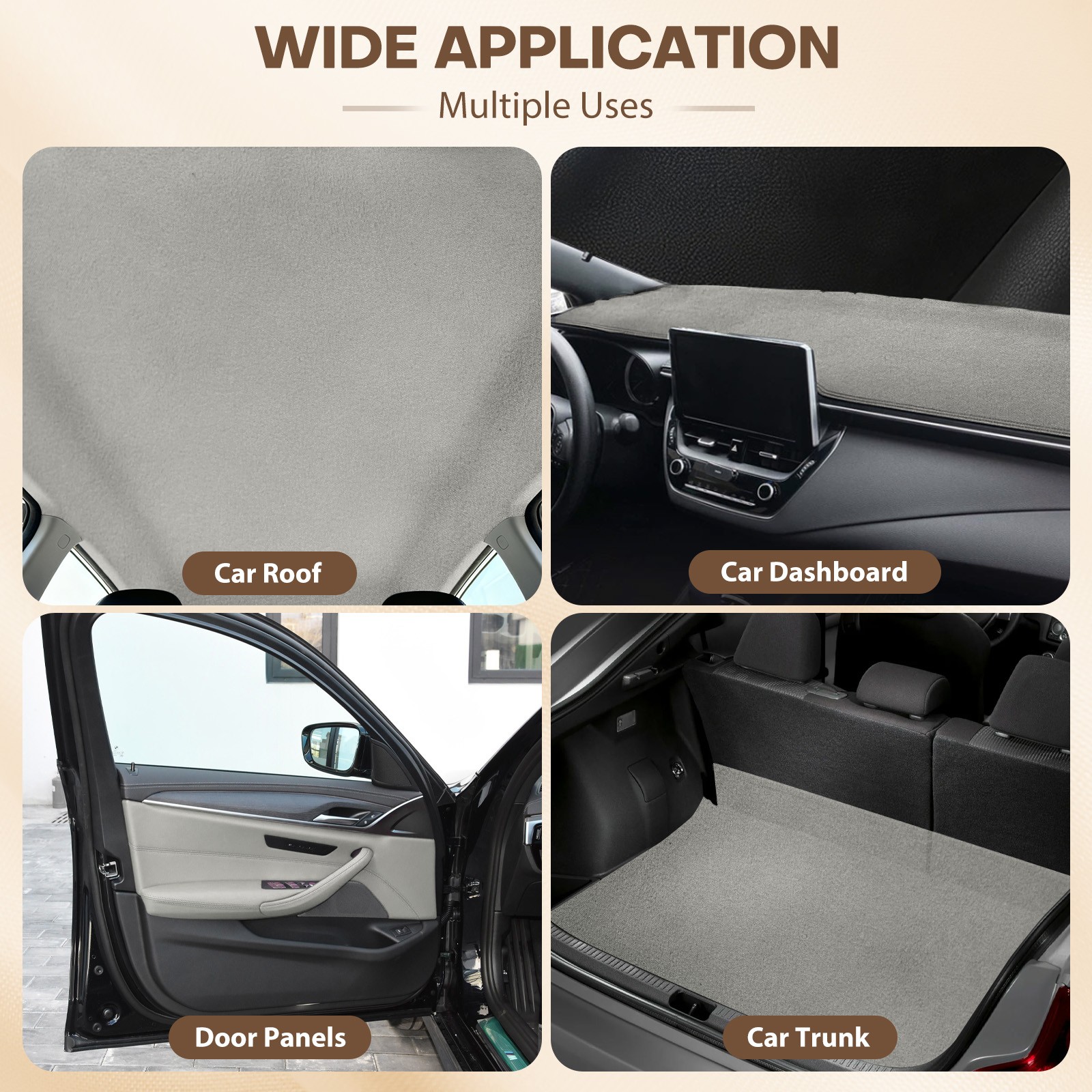 Suede Headliner Fabric 1/8″ Thick Foam Upholstery Roof Liner Replacement 60″ (W)