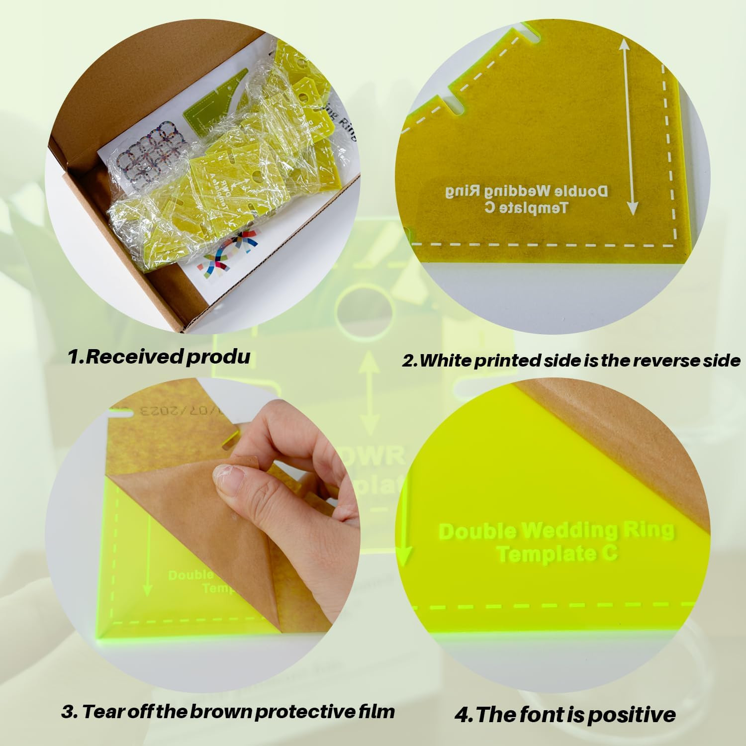 Quilting Templates Slit N Sew Double Wedding Ring Set Templates – Acrylic, None