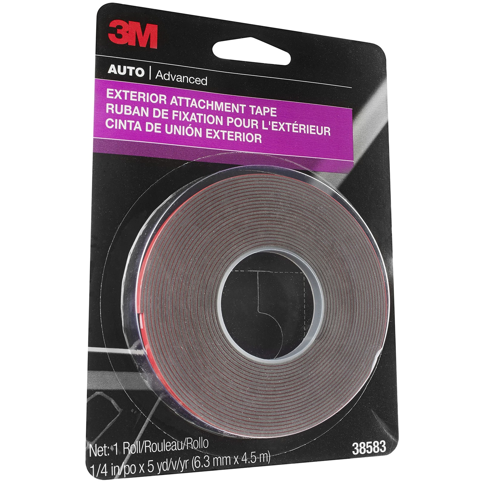 3M Exterior Attachment Tape, Ideal for Moldings, 1/4″ w x 5 yards, Clear