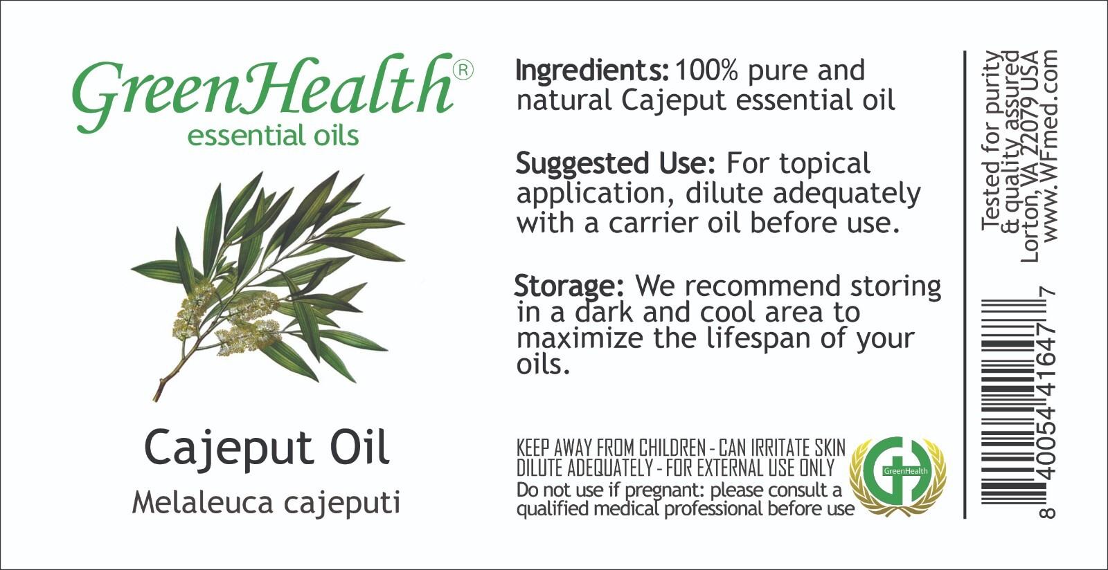 Cajeput Essential Oil 100% Pure and Natural 5ml-32oz Free Shipping