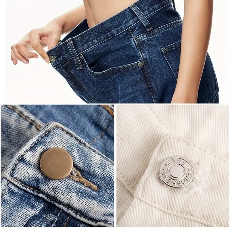 10PCS Adjustable No-Sew Jeans Buttons Metal Snap Fasteners for Denim Pants
