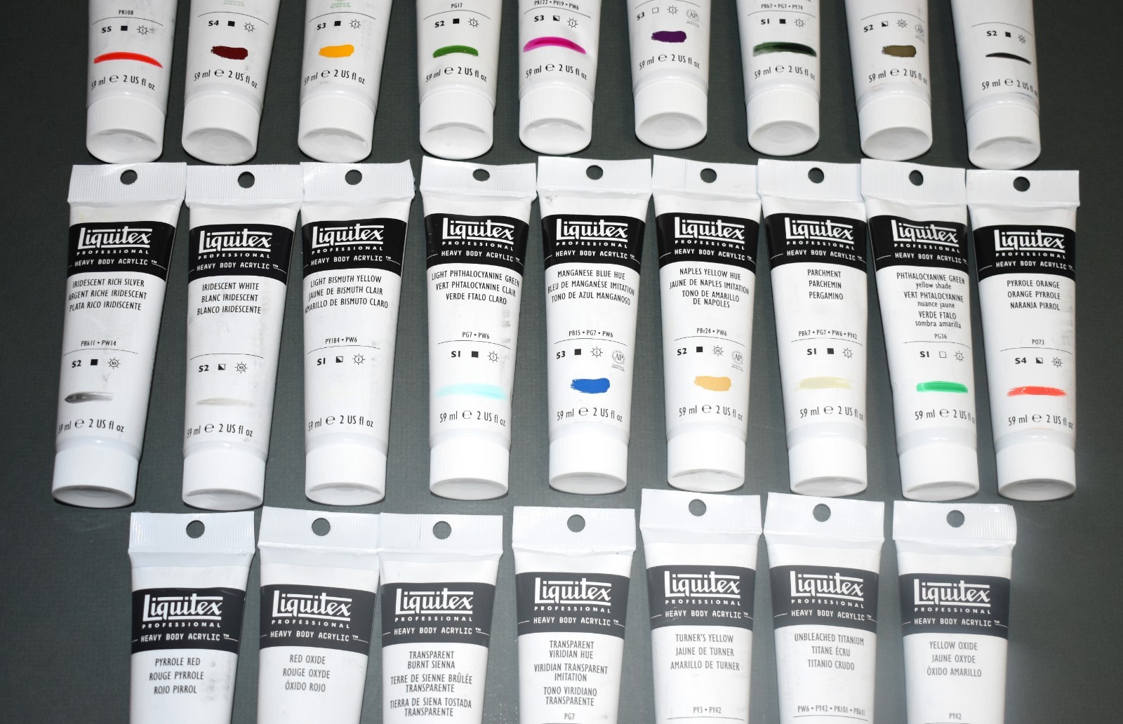 25 Different Colors Liquitex Heavy Body Acrylics – 2 oz Tubes – Retail $273.10
