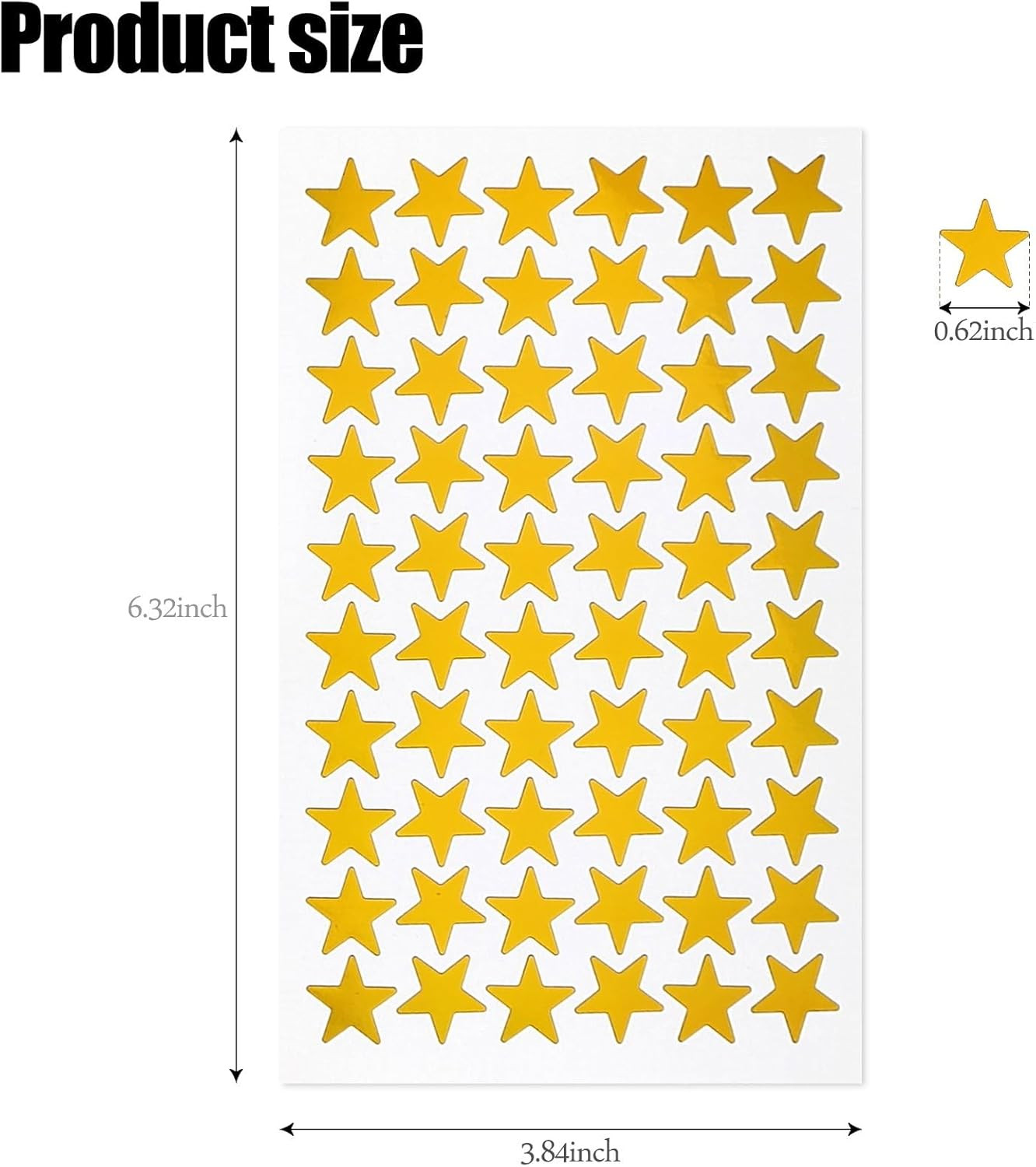 Gold Star Stickers 600 Pack Foil Reward Stickers 0.6 Inch Classroom 10 Sheets