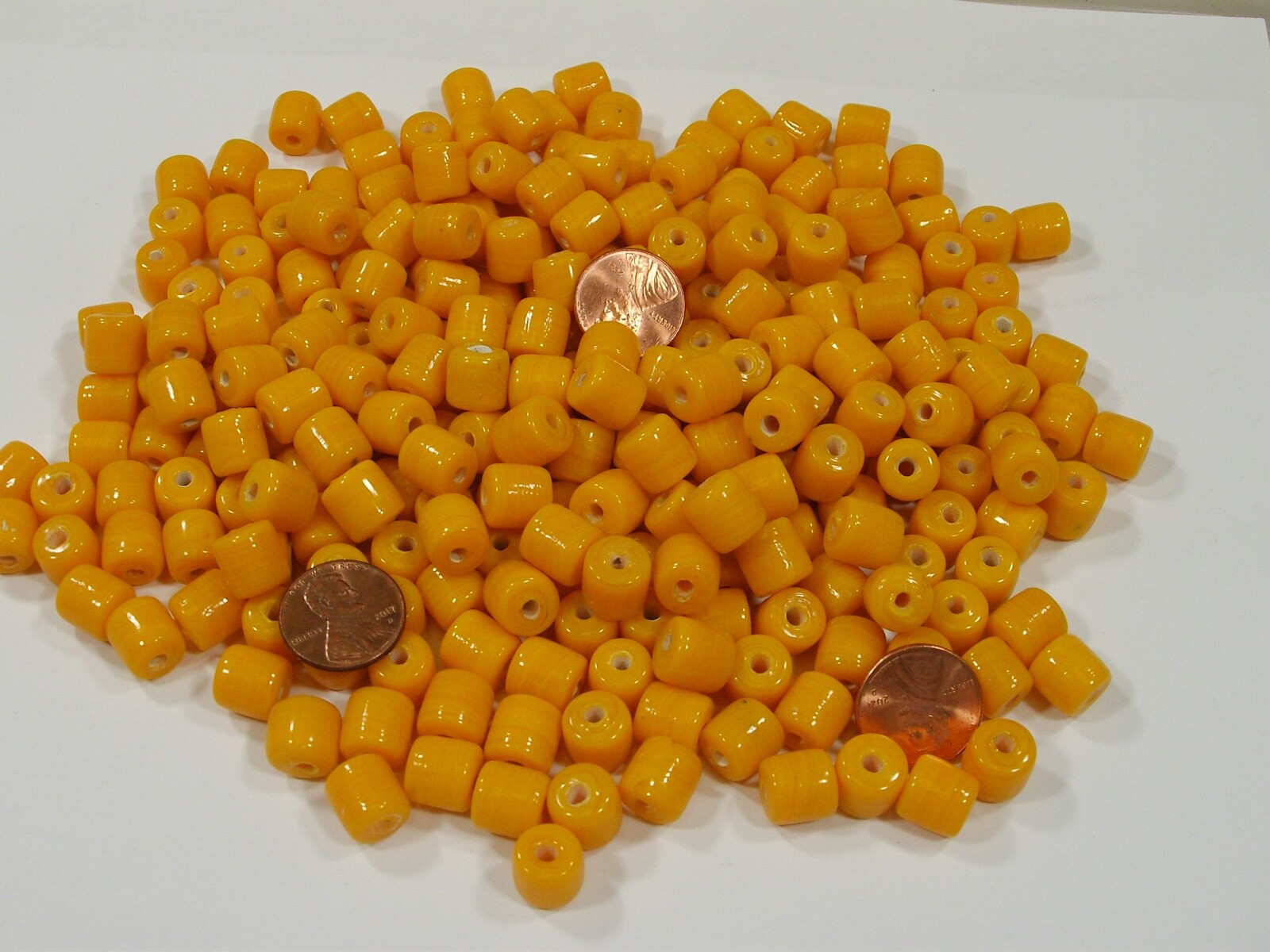 2 Pounds India Handmade Amber Yellow Glass Beads Wholesale Bulk Lot (162Q) ⭐
