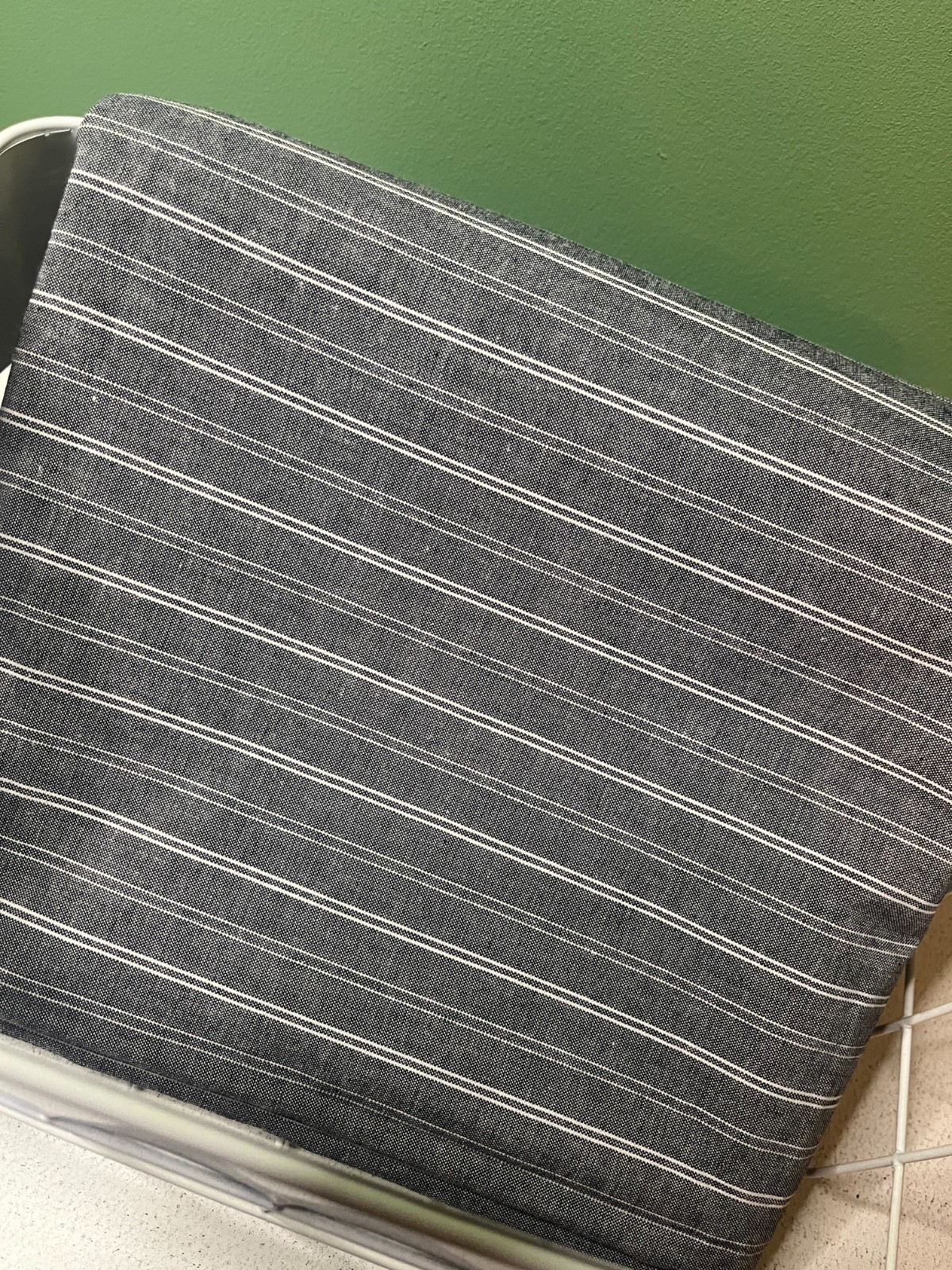 Charcoal Gray Pinstripe Fabric White/Ivory Stripes Woven Look 2 Yards 16″ x 62″