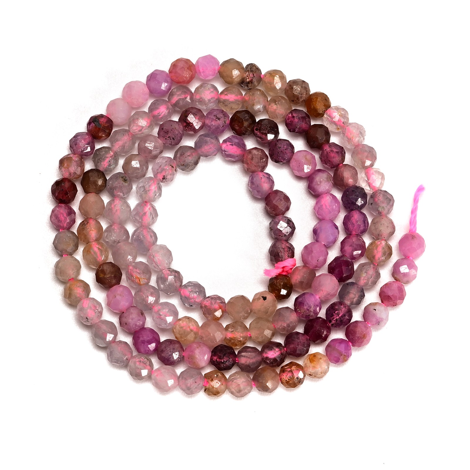 Natural Gradient Multi-color Spinel Faceted Round Beads Size 3mm 15.5” Strand