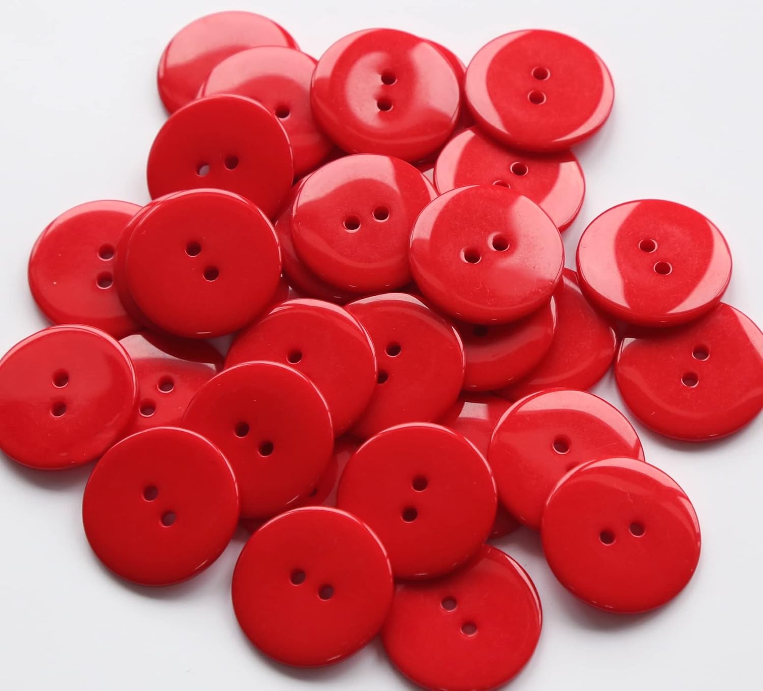 1 Inch (25mm) Red Color Buttons 2 Holes Resin Button for 25 millimeters,