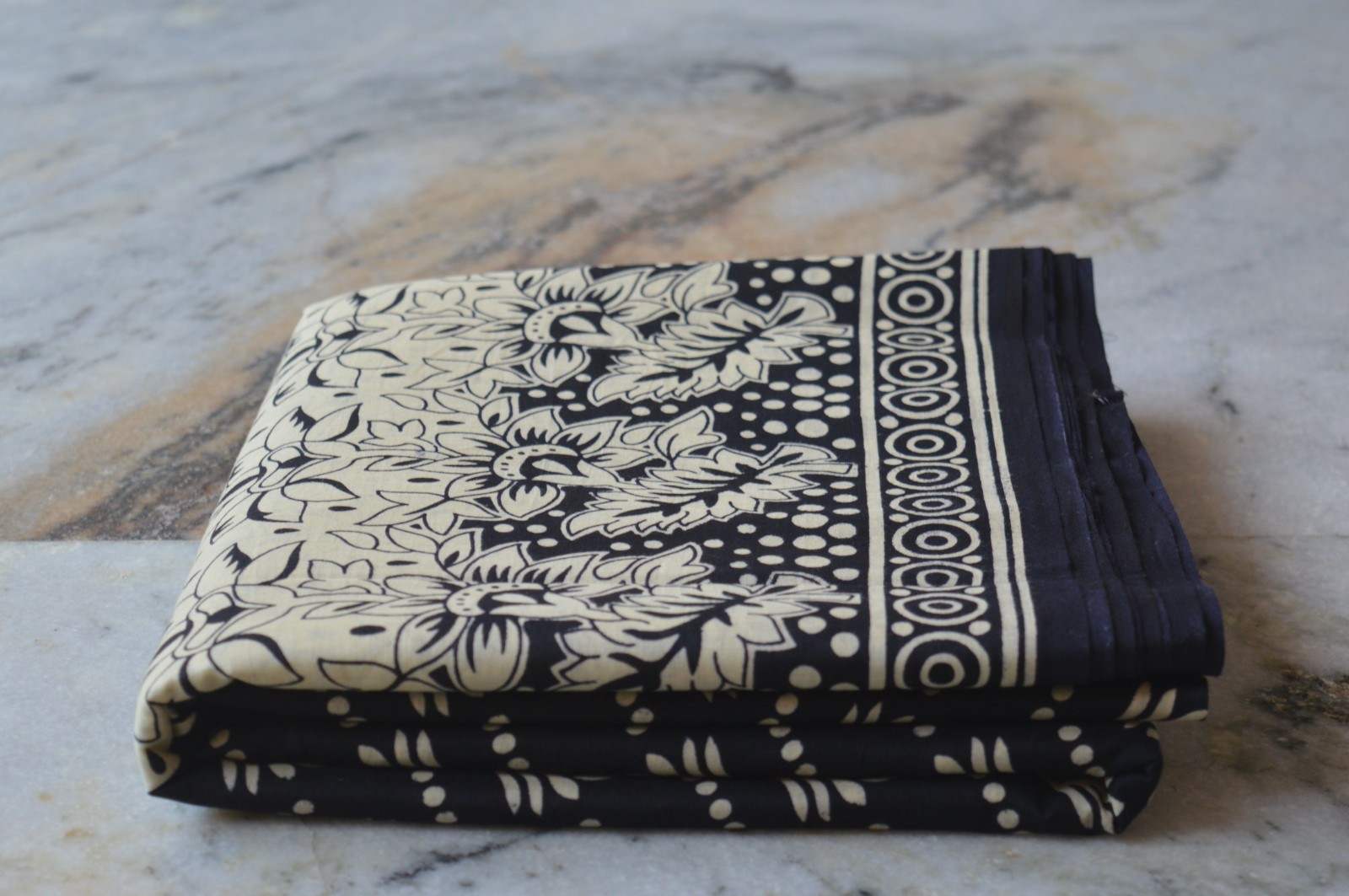 Black & Beige Hand Print Fabric 100% Cotton 15 Yard NO DUTY CHARGES 100%✅ZK-369