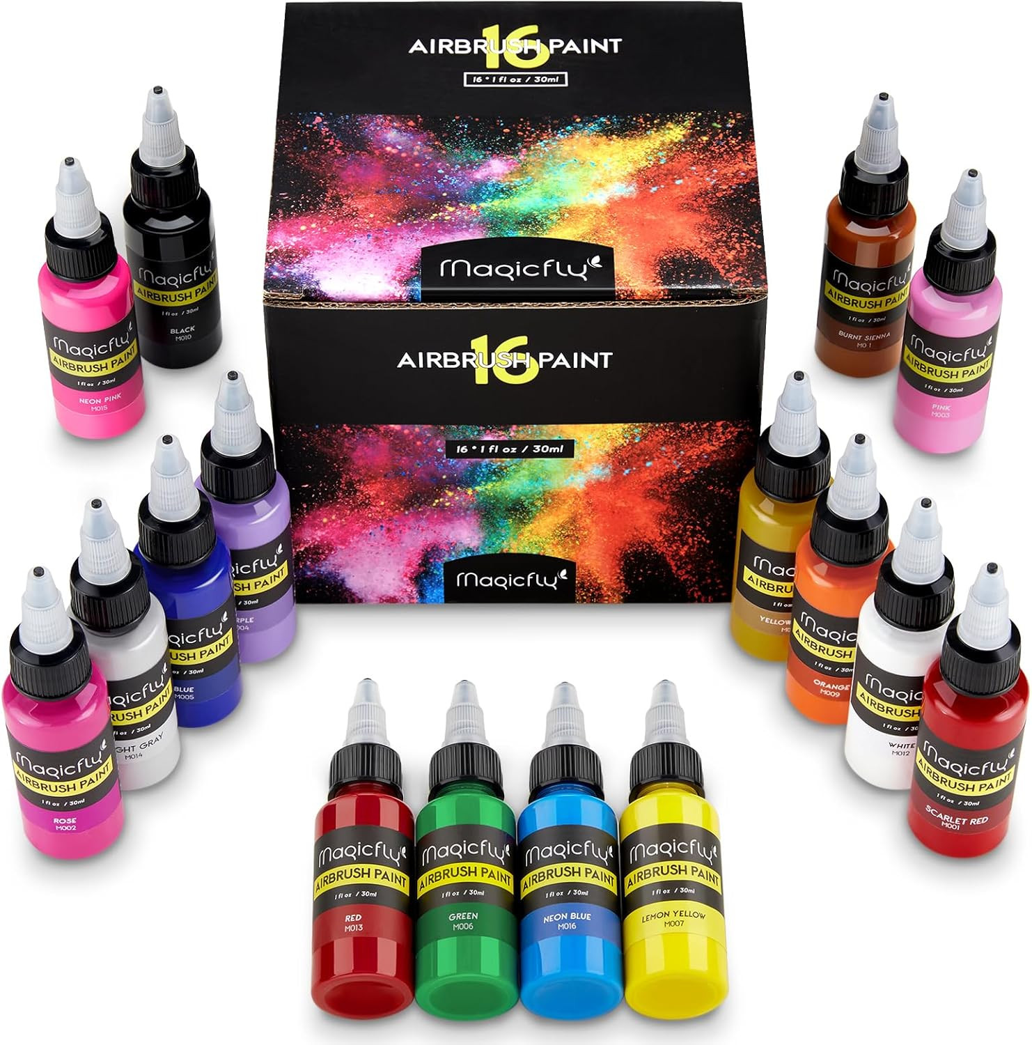Airbrush Paint, 16 Colors Acrylic Airbrush Paint Set (30 Ml/1 Oz), Ready to Spra