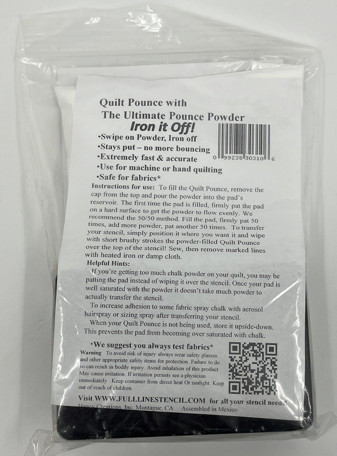 Ultimate Quilt Pounce Pad With White Powder 2 Oz. Bag Quilt Marking Tool