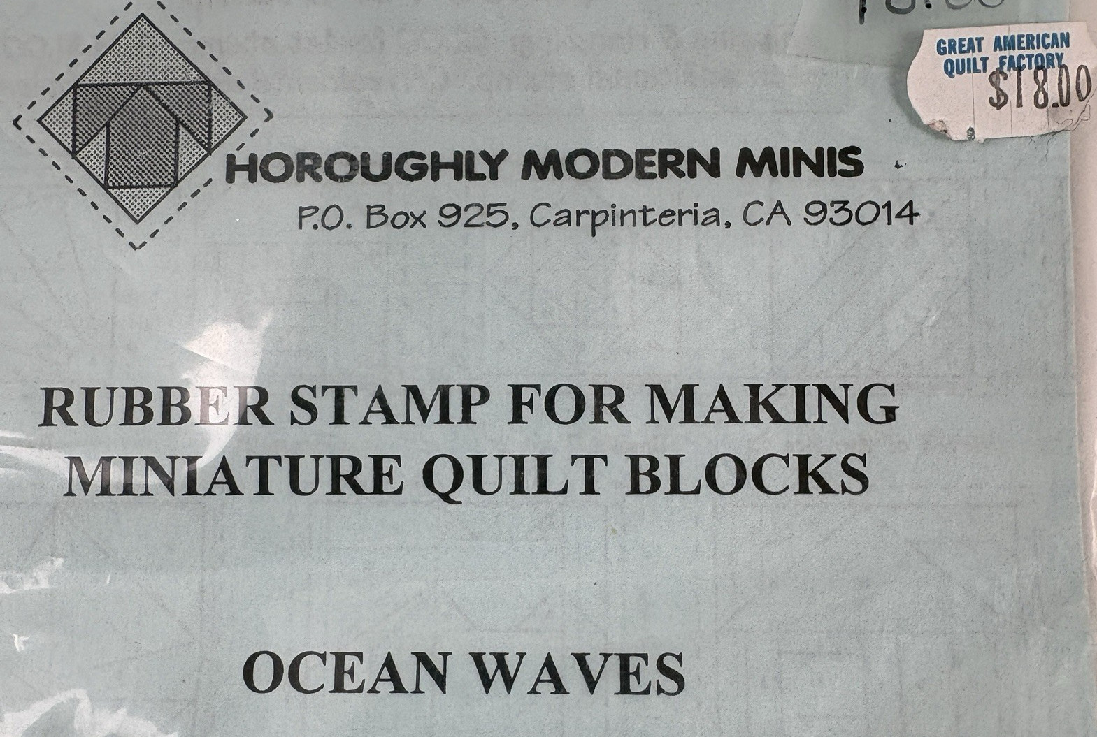 Thoroughly Modern Minis Rubber Stamp Miniature Quilt Block Ocean Waves VTG 1993