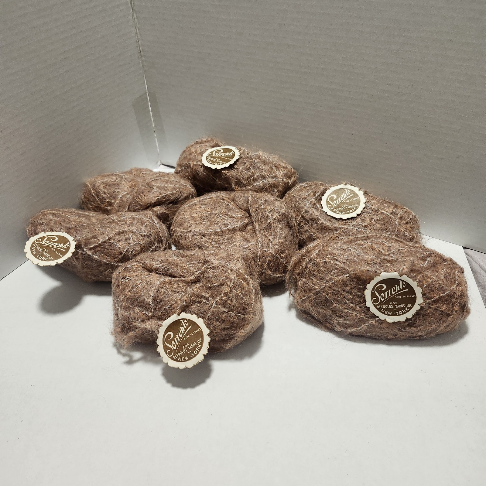 7 Vintage Balls Reynolds Sorrento Mohair Virgin Wool Yarn Pink/brown