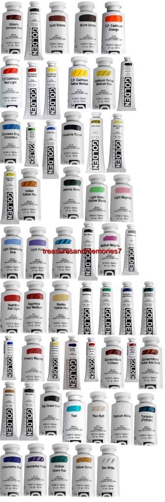 GOLDEN ARTISTS 2 oz HEAVY BODY Acrylics YOUR CHOICE From 55 Different Colors