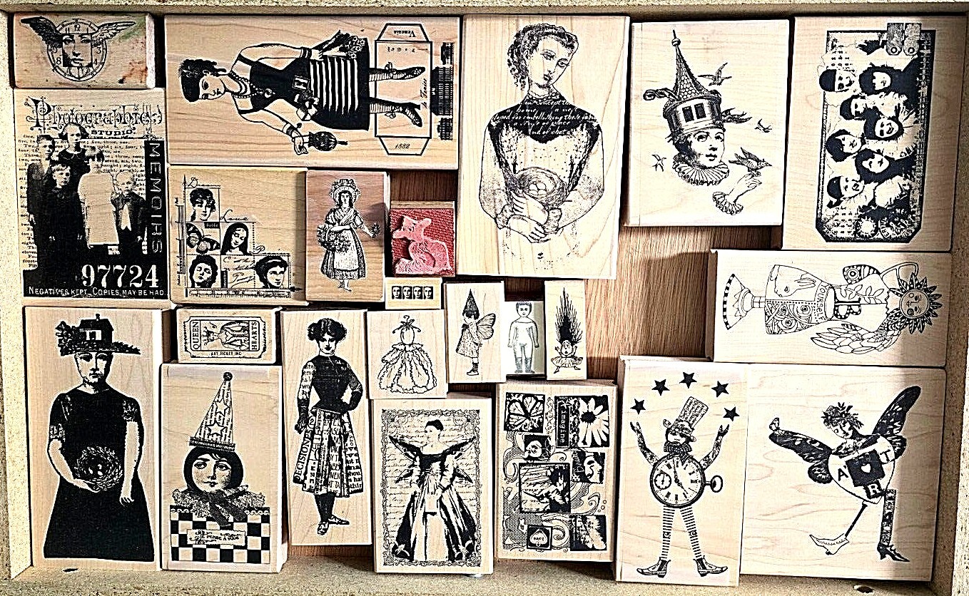 50+ RUBBER STAMPS featuring WOMEN, all makers, sizes, images; always adding!