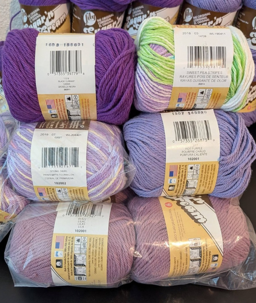 Lot of 31 Lily Sugar’n Cream 100% cotton Peaches Creme Purple Lilac Spring Swirl