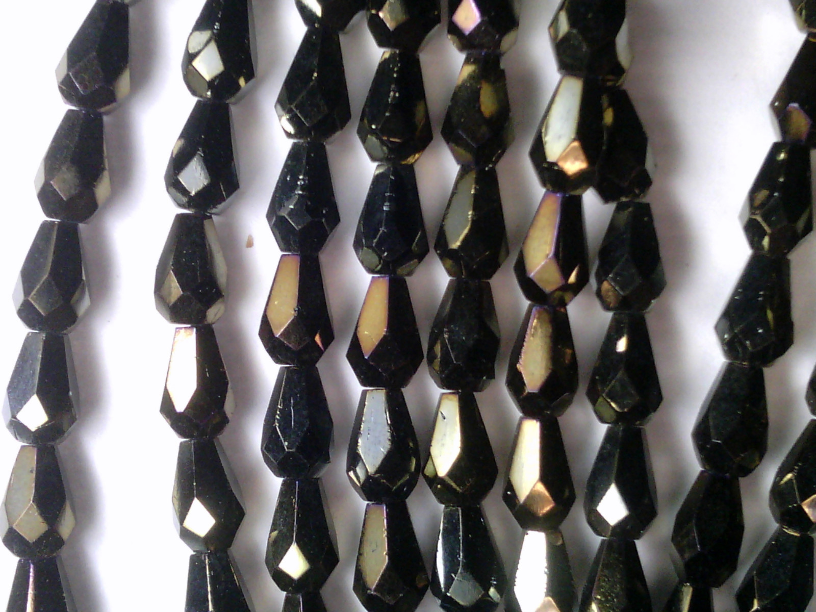 Vtg 500 BROWN IRIS FACETED DROP GLASS BEADS 7X5mm #112518e CLOSE OUT