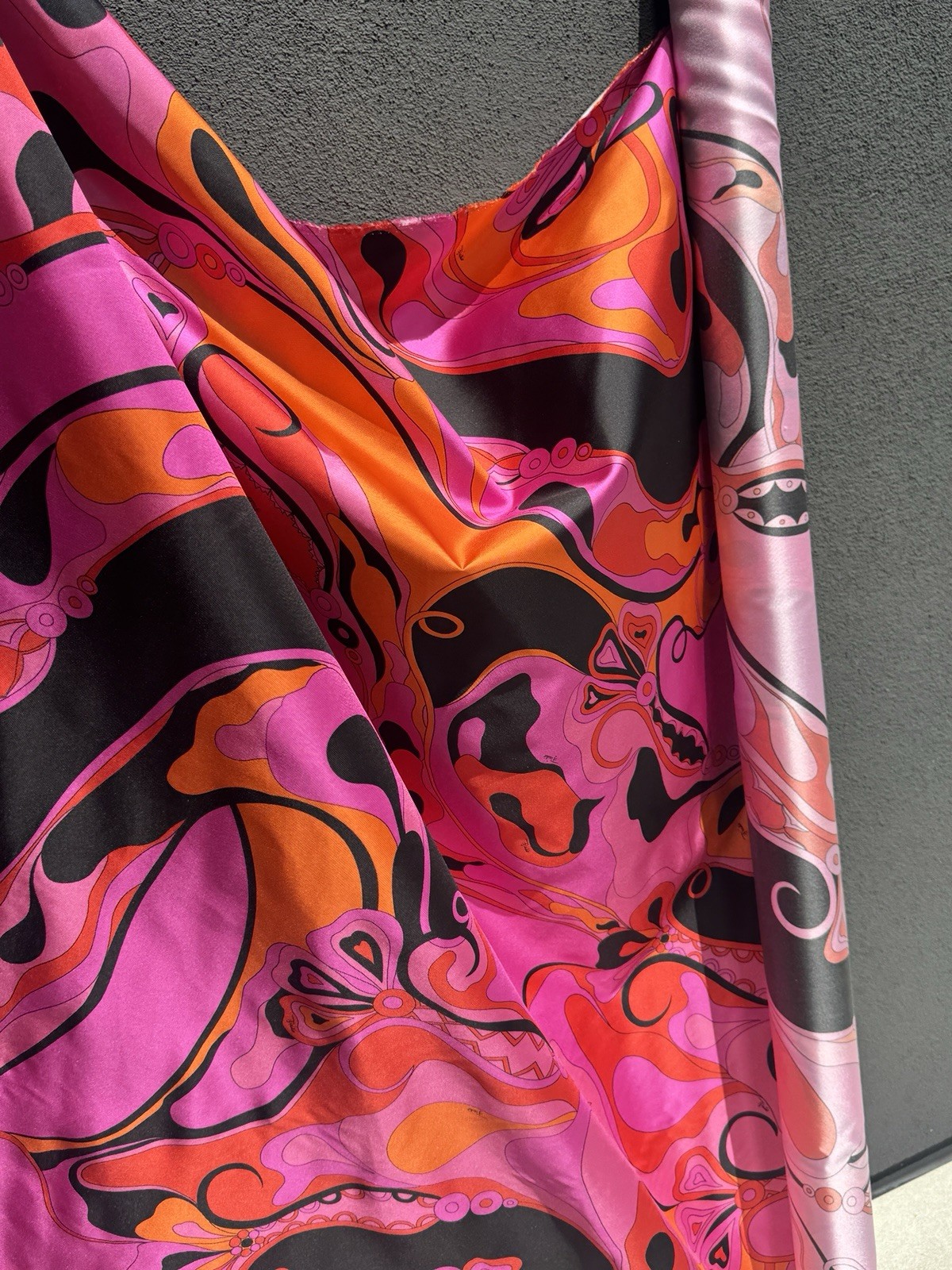 Italian Deadstock 100% Silk Twill 60 GSM Fabric By The Yard Emilio Pucci Logo