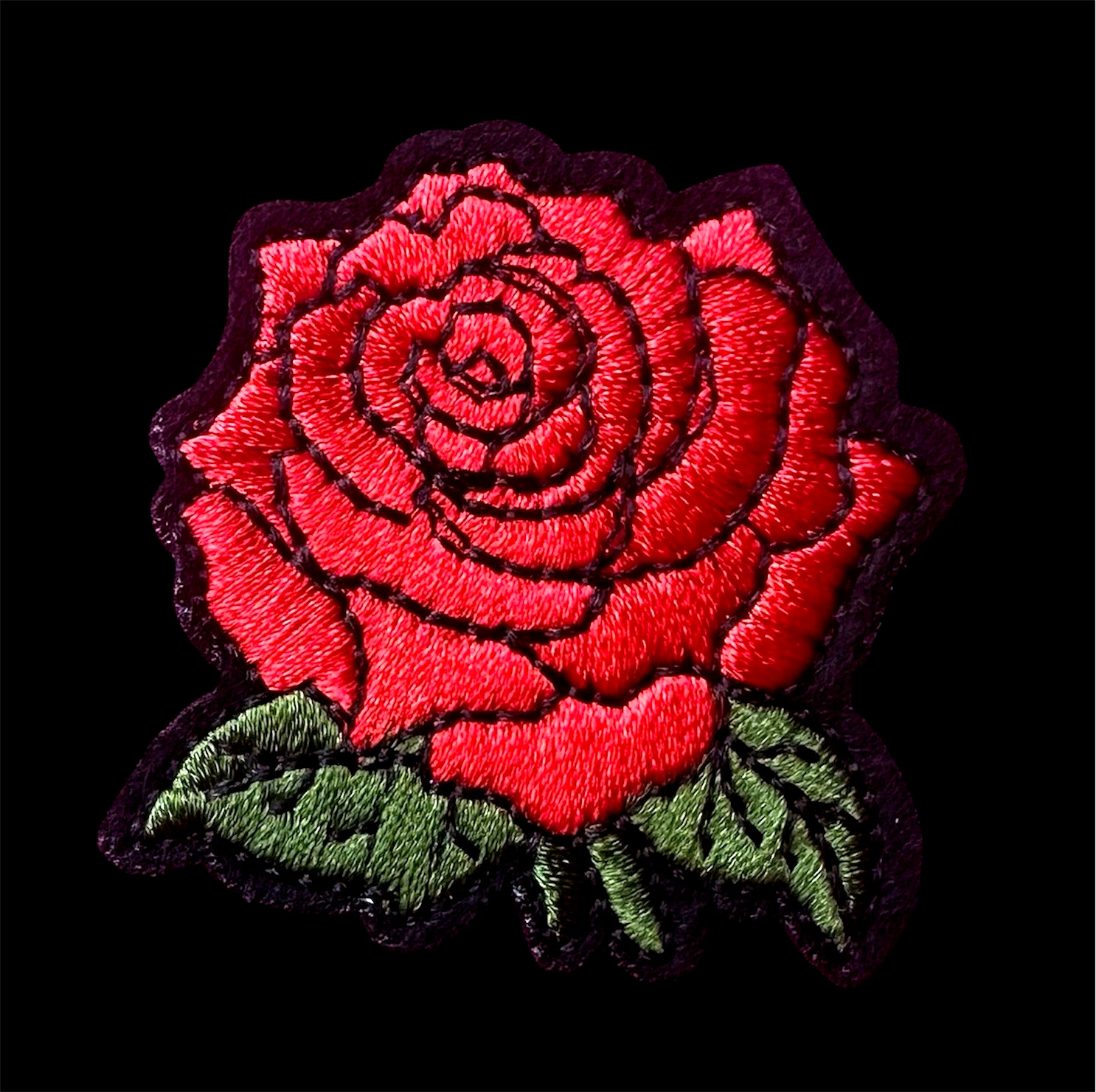 Red Rose Embroidered Iron-On patch 2 x 2 inch