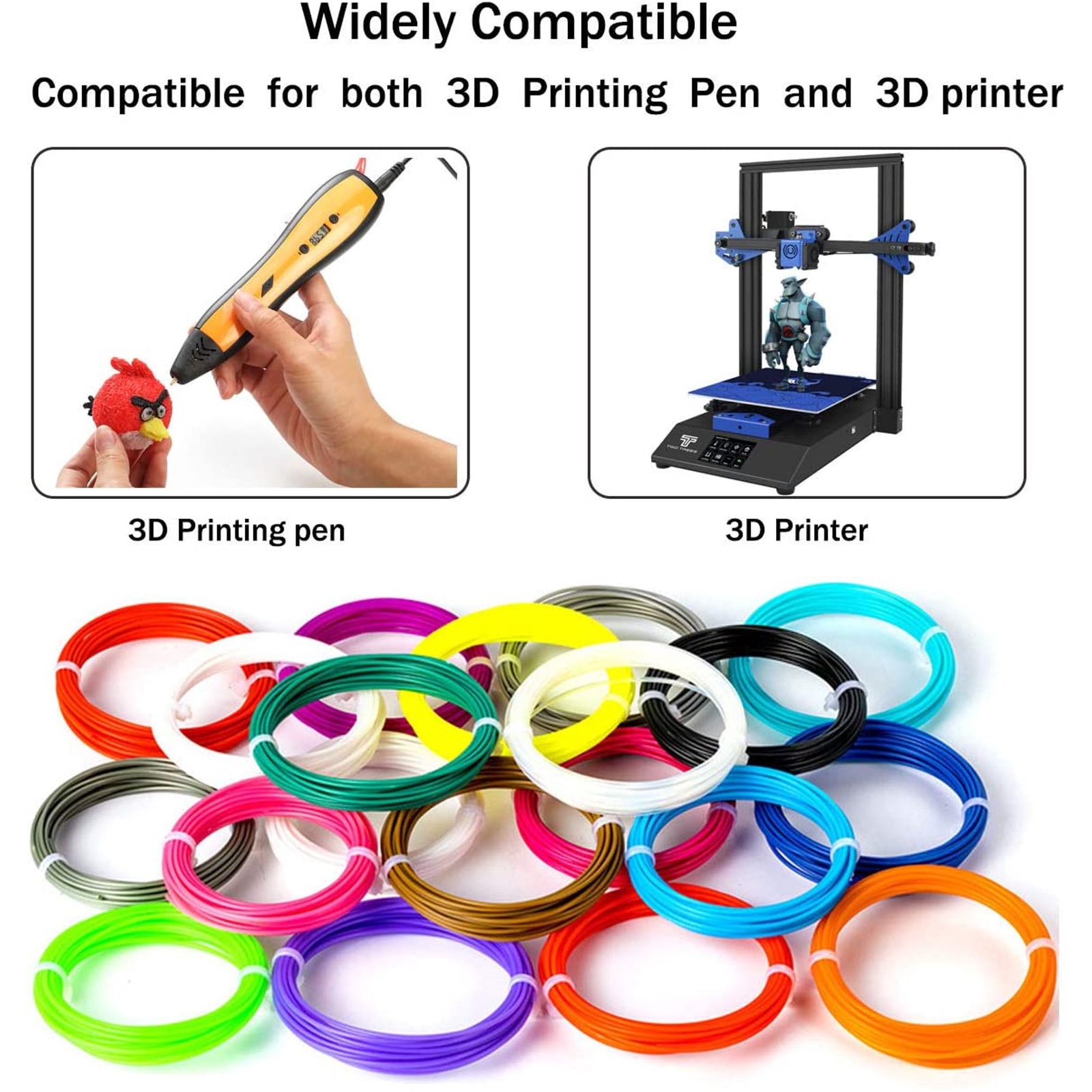 20 Colors 3D Pen Printer PLA Filament Refills High Precision 1.75mm 323 Feet