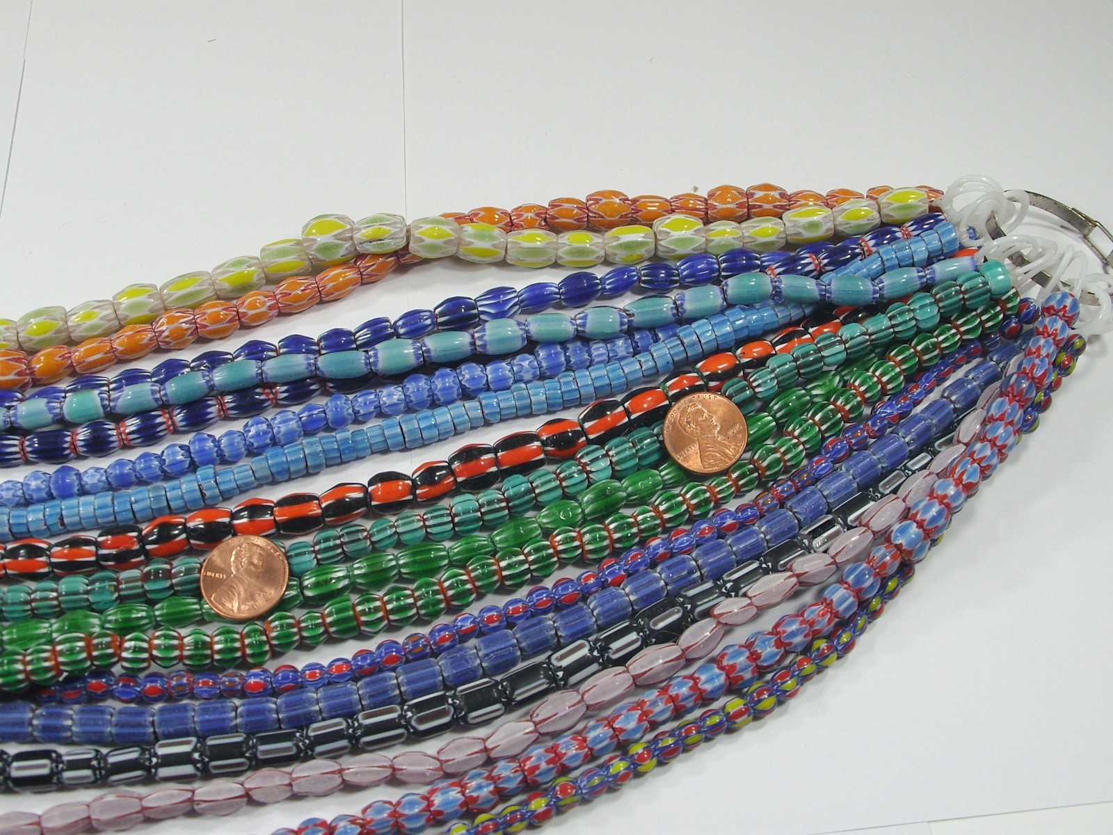 15 Strands 15″ Assorted India Handmade Chevron Glass Beads Bulk Lot (QZP-2)