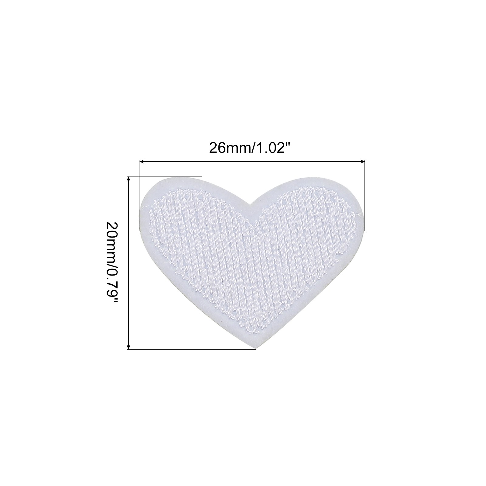 33 x Heart Shaped Iron on Patches White Embroidered Love Applique Patches
