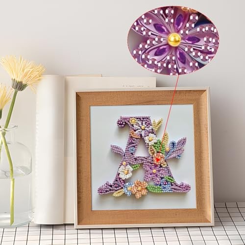 Diamond Painting Kit, 5D DIY Special Shape Crystal Artificial Diamond Letter A