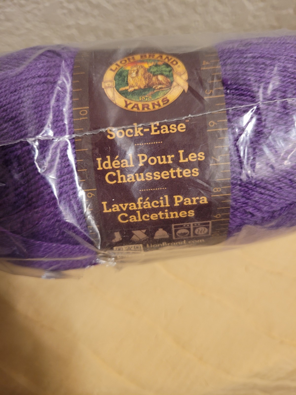 Lion Brand Sock-Ease Yarn 75% Wool, Super Fine Grape Soda