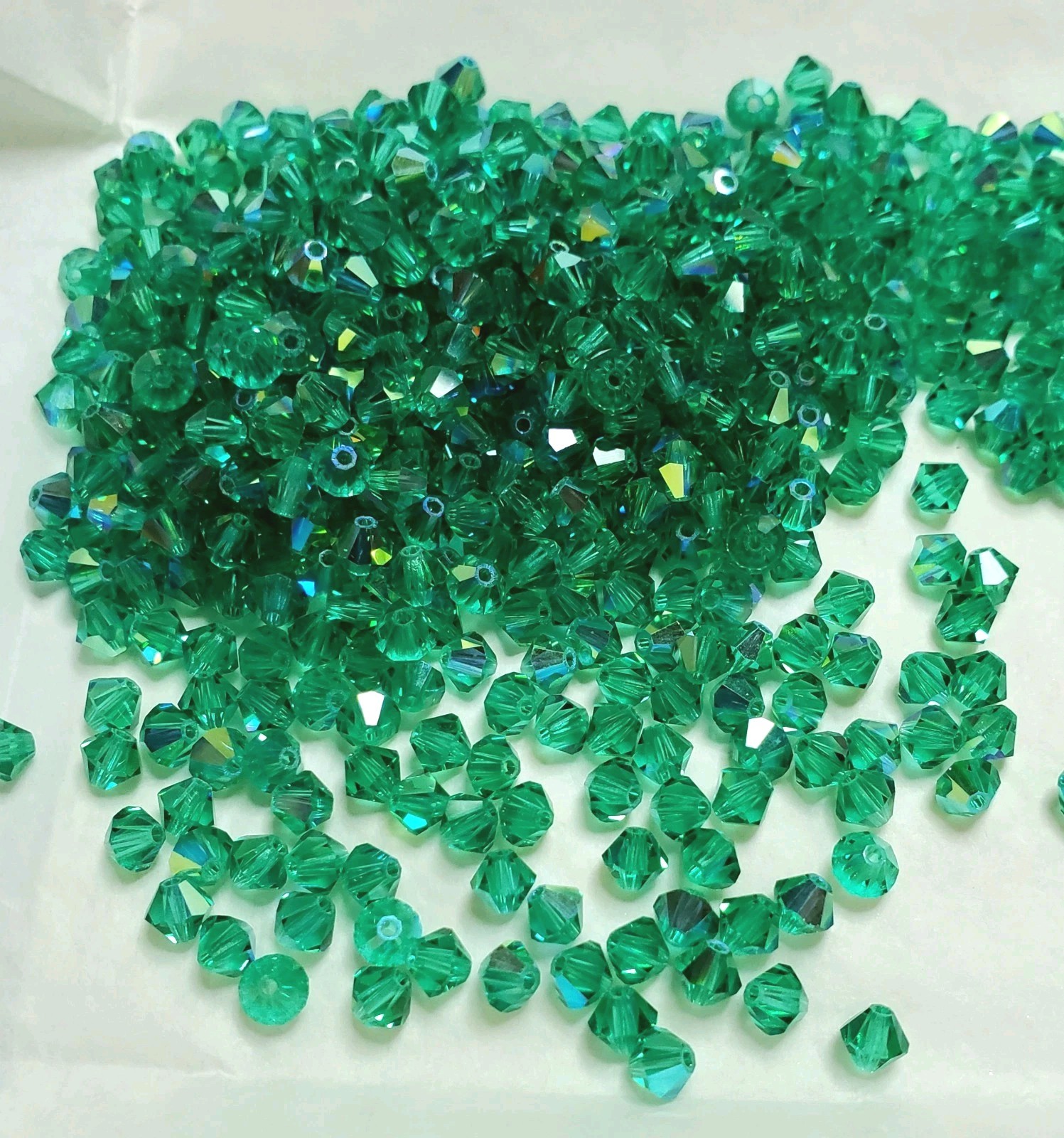 Vintage Swarovski 5301 4mm bicone beads, Light Emerald AB (48pcs)