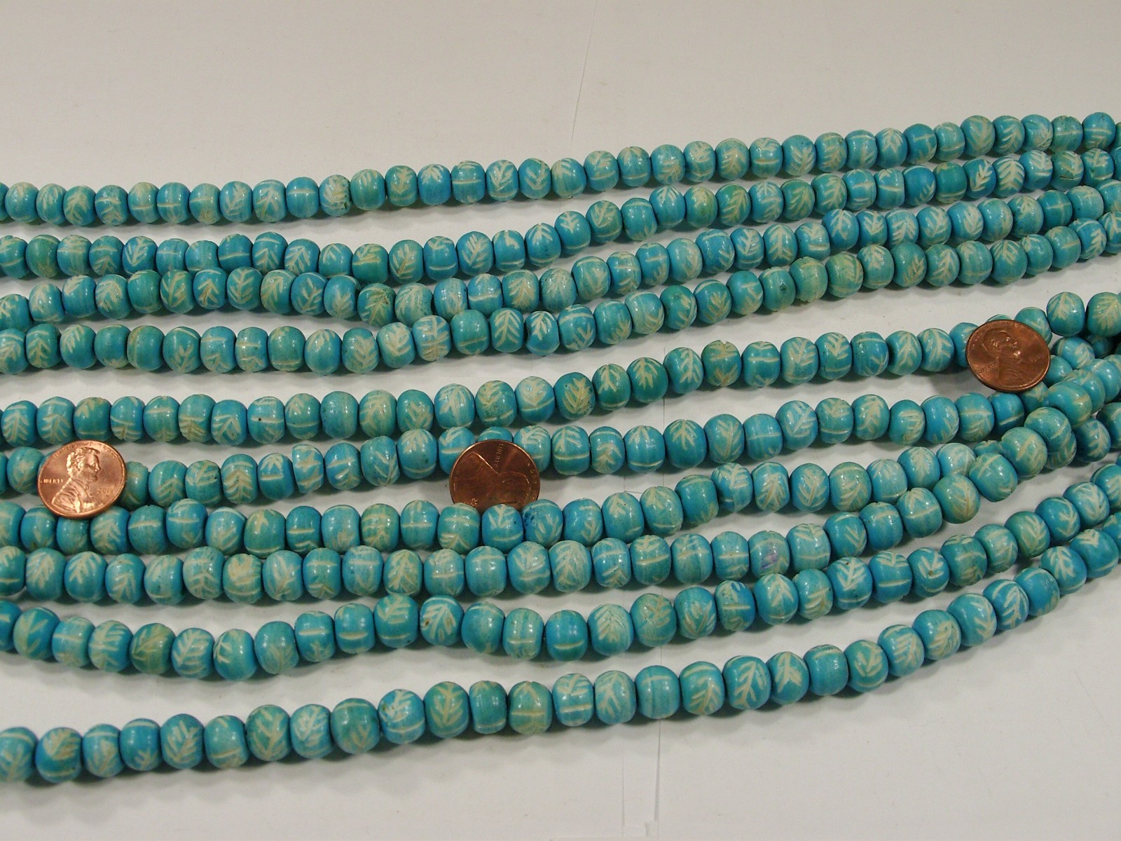 10 Strands 15″ (8mm x 10mm) India Handmade Water Buffalo Bone Beads (QBQ-6) ⭐